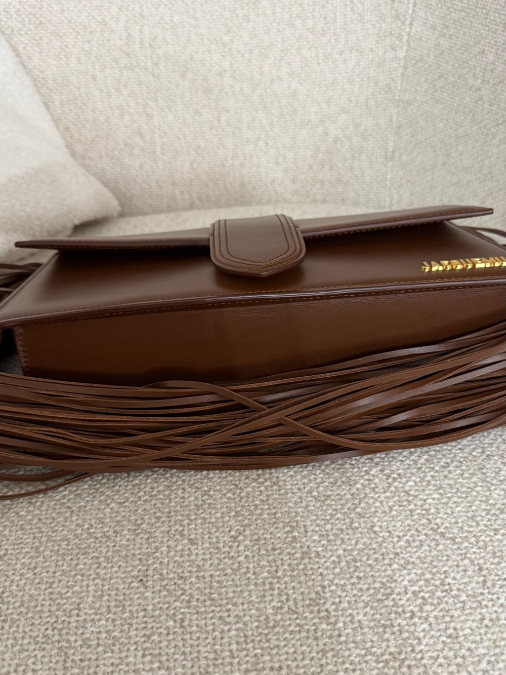 Jacquemus Chocolate Brown Leather Fringe Clutch - Picture 5 of 10